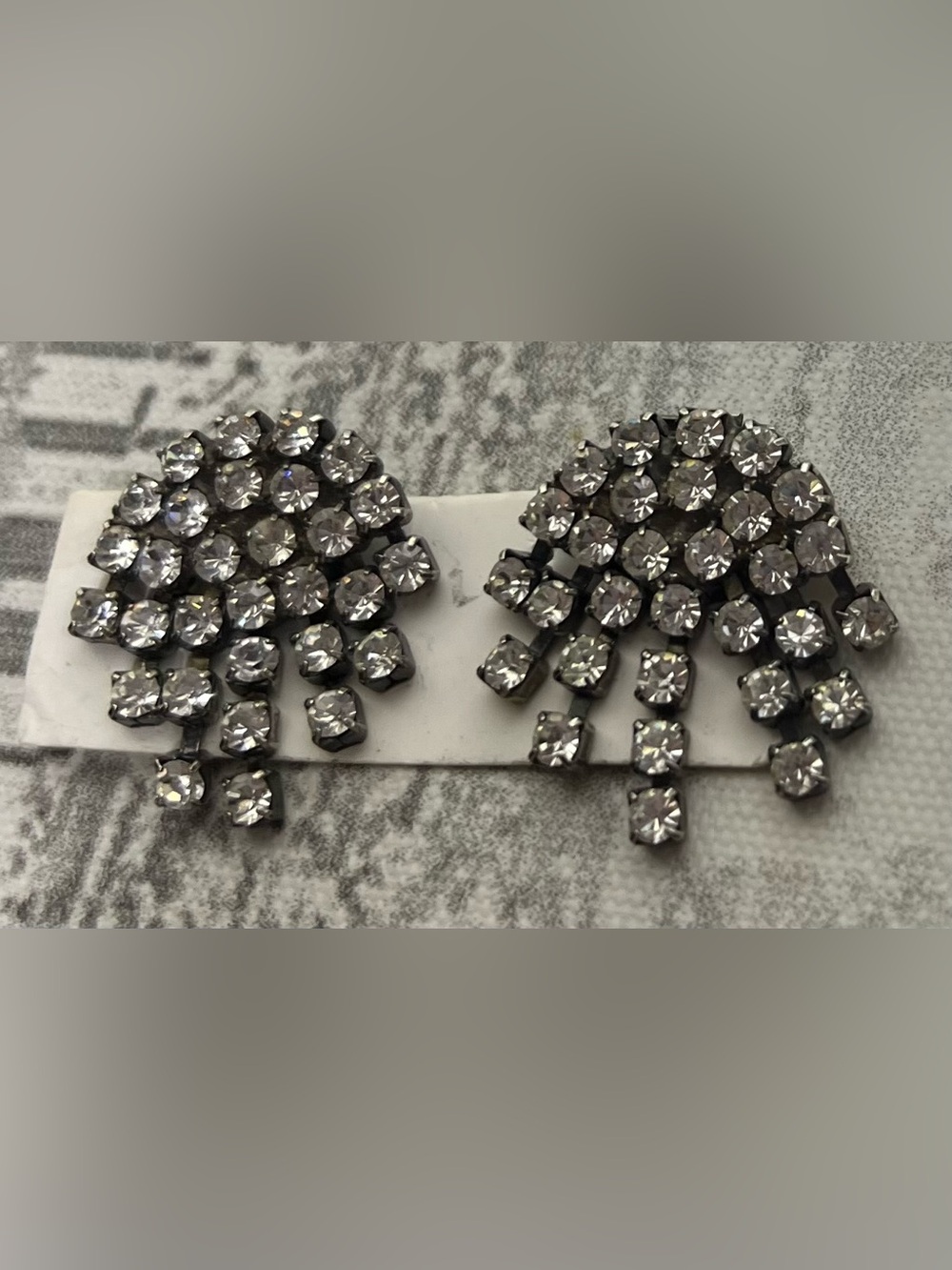 Vintage Rhinestone Dress Clips Silver Tone Earrings Dangling Pair